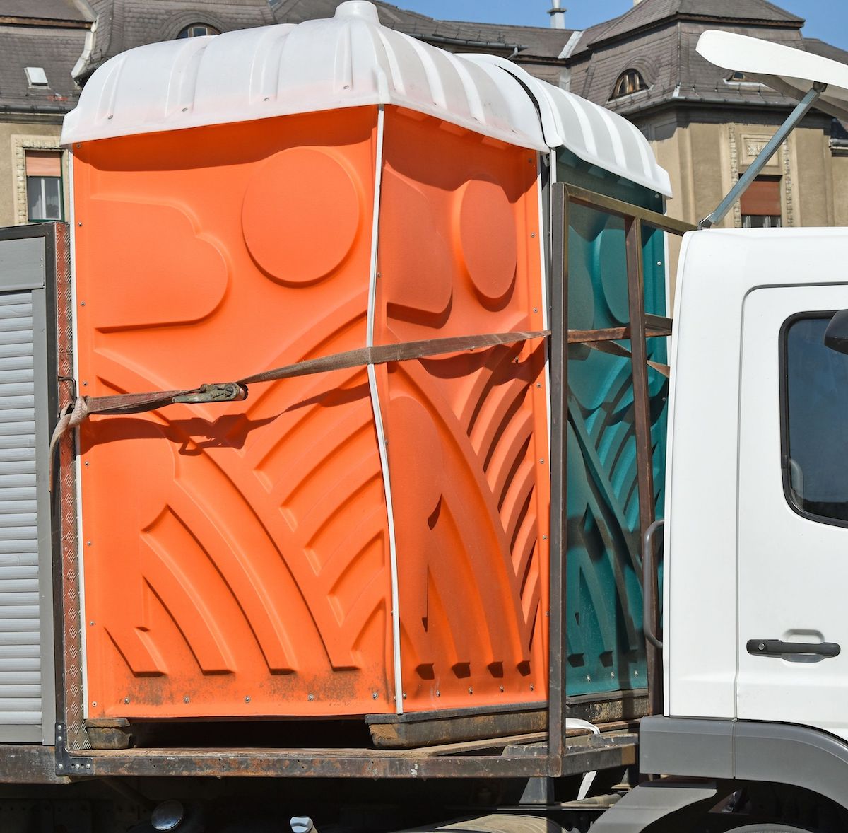 Portable toilets on a vehicle