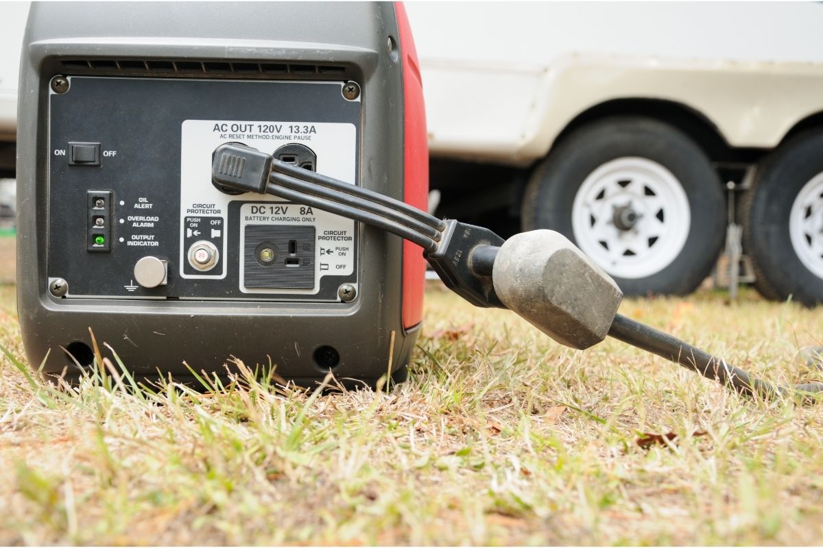 Portable generator connected to rv