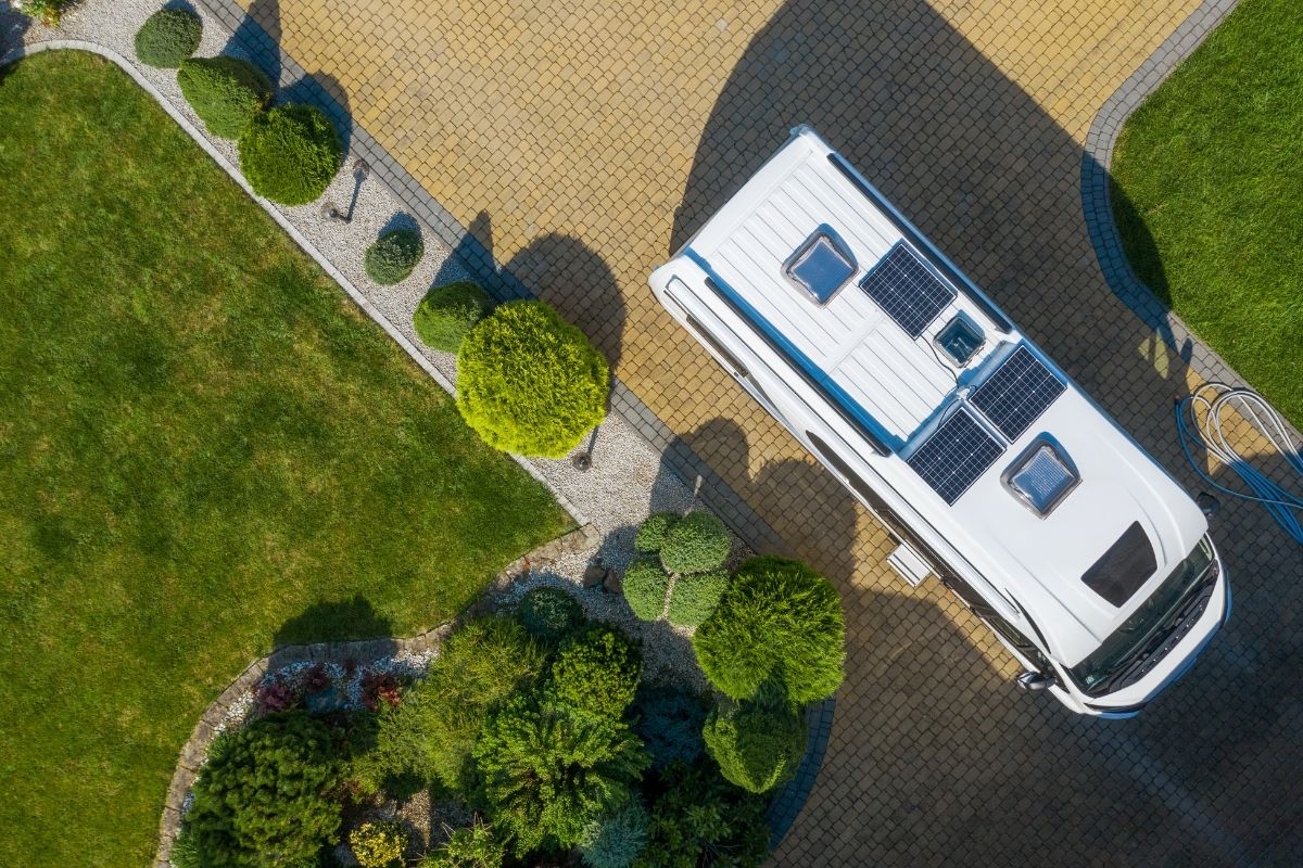 Modern Camper Van with Solar Panels Installed