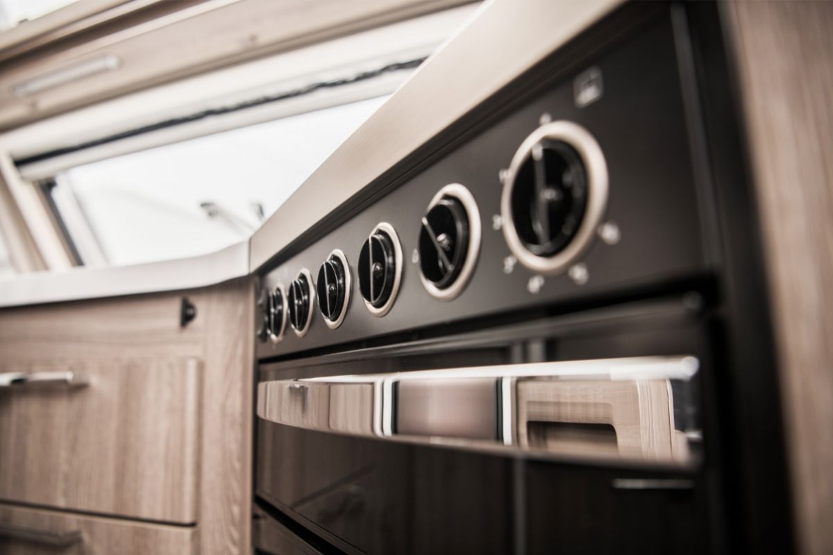 RV Kitchen Oven Closeup
